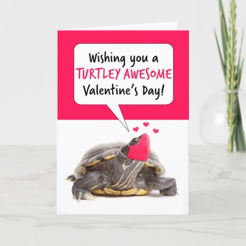Happy Valentines Day Turtle in Covid Face Mask Holiday Card