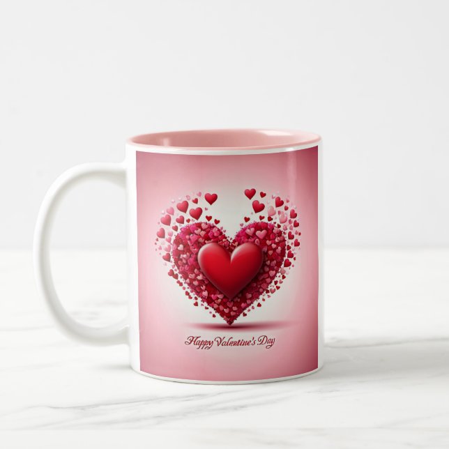 Happy Valentines Day Two-Tone Coffee Mug (Left)