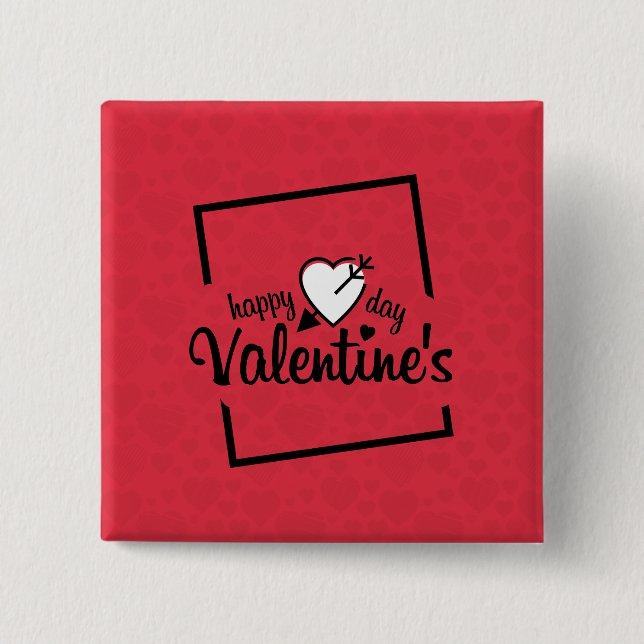 Happy Valentine's Day Typography | Pin Button (Front)