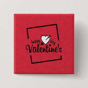 Happy Valentine's Day Typography   Pin Button