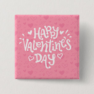 Happy Valentine's Day Typography   Pin Button