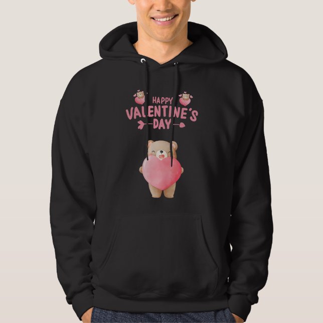 HAPPY VALENTINE'S DAY VALENTINE BEAR   HOODIE (Front)