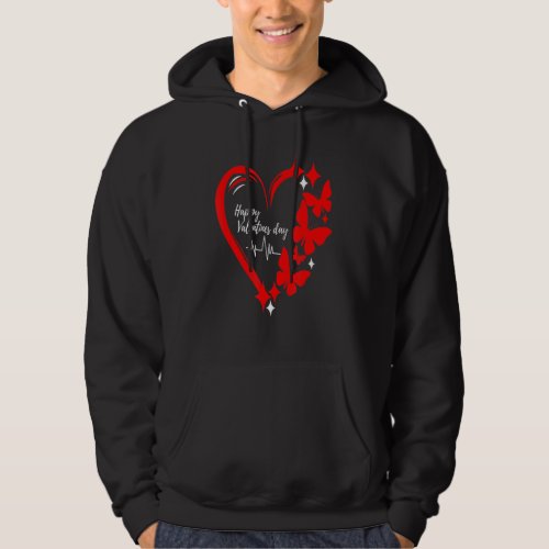 Happy Valentines Day Valentine Butterfly And Heart Hoodie