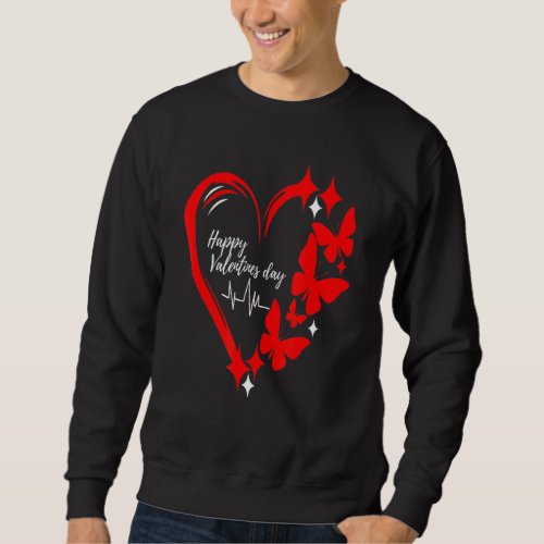 Happy Valentines Day Valentine Butterfly And Heart Sweatshirt