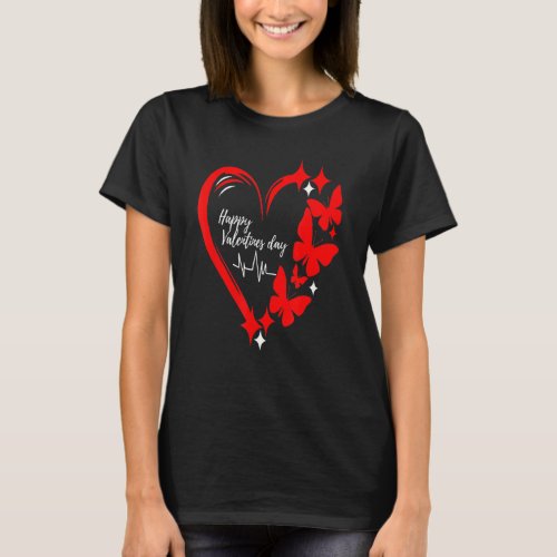 Happy Valentines Day Valentine Butterfly And Heart T_Shirt