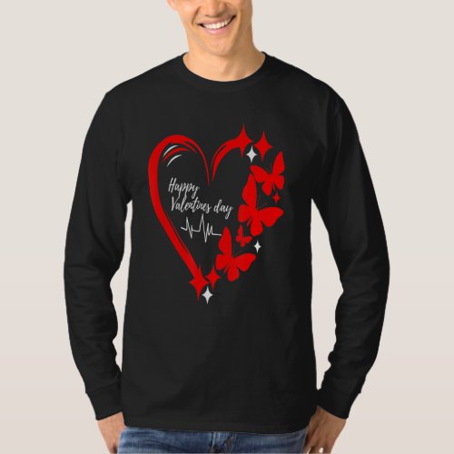 Happy Valentines Day Valentine Butterfly And Heart T_Shirt