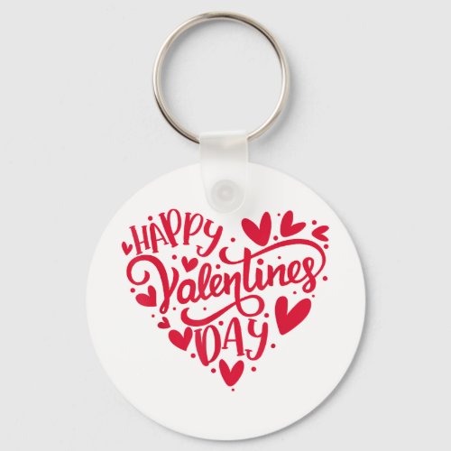 Happy Valentines Day Valentine Heart Shape Keychain