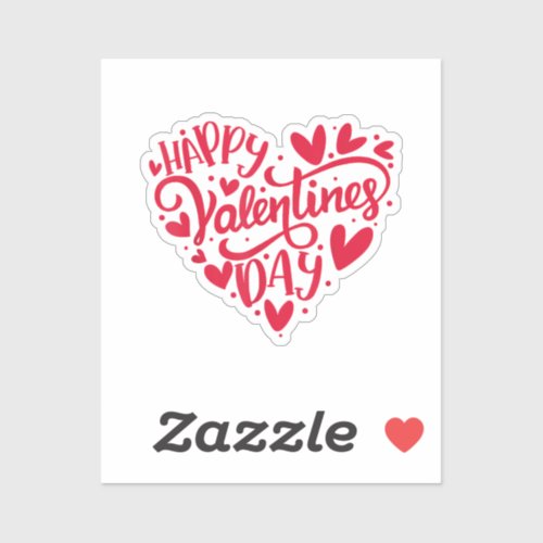 Happy Valentines Day Valentine Heart Shape Sticker