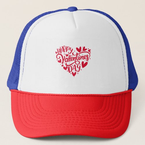 Happy Valentines Day Valentine Heart Shape Trucker Hat
