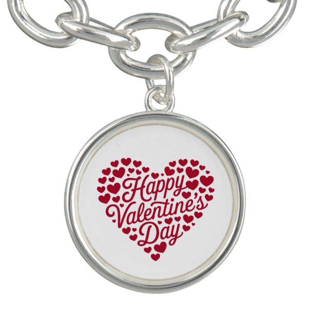Happy Valentines Day Valentine Love Heart Bracelet (Design)