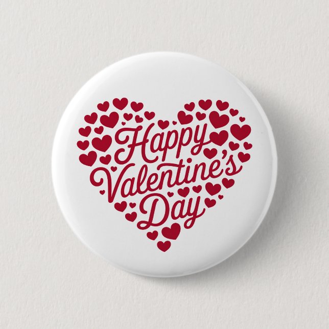 Happy Valentines Day Valentine Love Heart Button (Front)