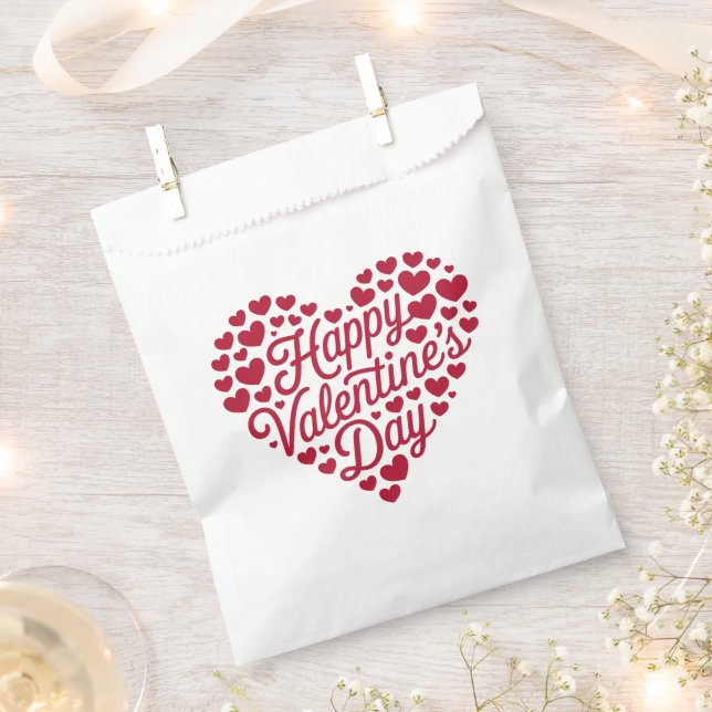 Happy Valentines Day Valentine Love Heart Favor Bag (Clipped)