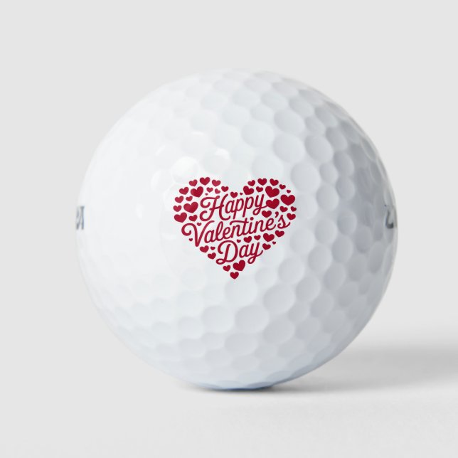 Happy Valentines Day Valentine Love Heart Golf Balls (Front)