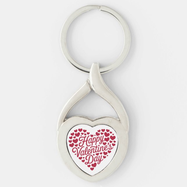 Happy Valentines Day Valentine Love Heart Keychain (Front)