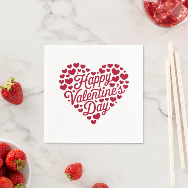 Happy Valentines Day Valentine Love Heart Napkins (Insitu)