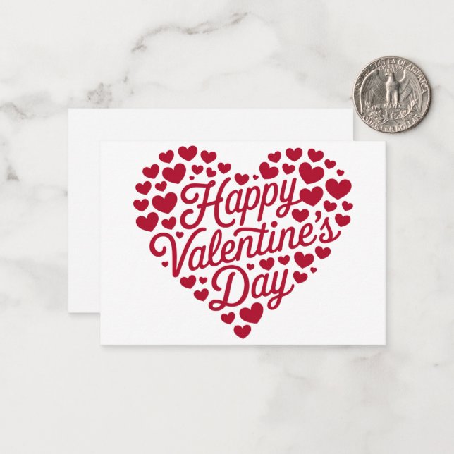 Happy Valentines Day Valentine Love Heart Note Card (Front/Back In Situ)