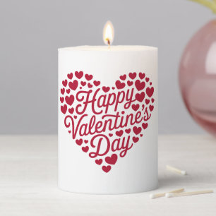 Happy Valentines Day Valentine Love Heart Pillar Candle