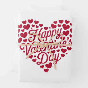Happy Valentines Day Valentine Love Heart Wrapping Paper Sheets