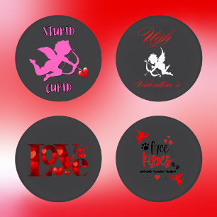 Happy Valentine's Day - Variety on dark grey Coaster Set