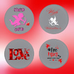 Happy Valentine's Day - Variety on grey | Coaster Set<br><div class="desc">Celebrate Love Every Sip with This Valentine’s Coaster Set. Add charm to your tabletop with this set of four Valentine's Day coasters. Featuring a variety of sweet and romantic designs on a grey background, each coaster is a celebration of love. Perfect for protecting surfaces while enjoying drinks, this set makes...</div>