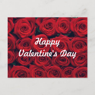 Happy Valentine's Day Vibrant Red Roses Holiday Postcard