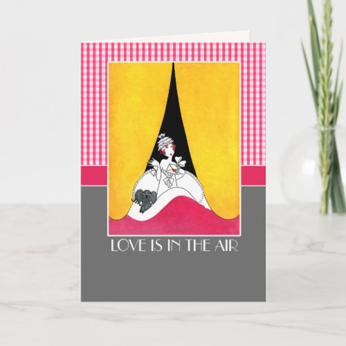 Happy Valentines Day Vintage Art Deco  Holiday Card