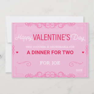 Happy Valentine's Day Voucher Gift Couple Holiday Card