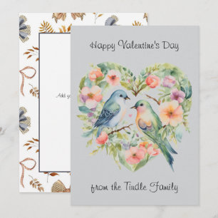 Happy Valentine's Day Watercolor Bird Photo Card