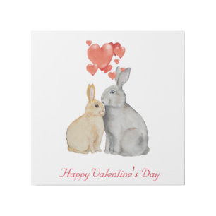 Happy Valentine's Day watercolor bunnies Gallery Wrap