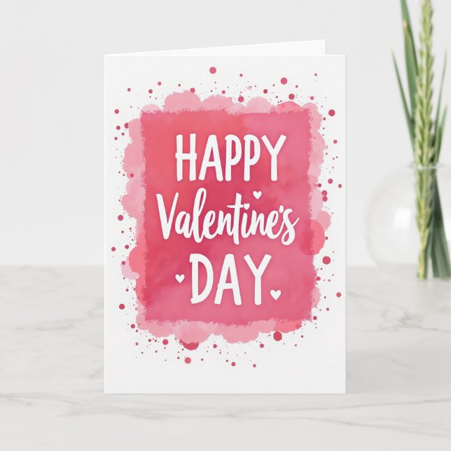 Happy Valentines Day Watercolor Card (Front)