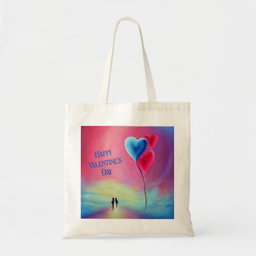 Happy Valentines Day Watercolor Colorful Hearts  Tote Bag