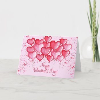 Happy Valentine's Day - Watercolor Heart Balloons Holiday Card by steelmoment at Zazzle