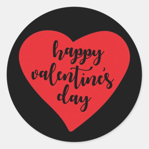 Happy Valentines Day  Watercolor Heart Classic Round Sticker