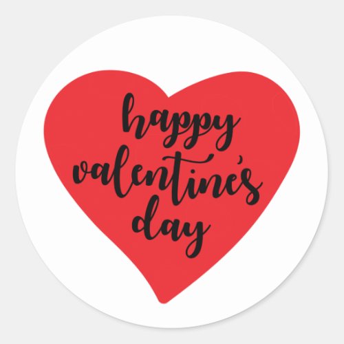 Happy Valentines Day  Watercolor Heart Classic Round Sticker