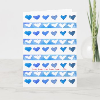 Happy Valentine's Day Watercolor Hearts Love You Holiday Card by CountryGarden at Zazzle