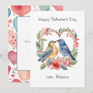 Happy Valentine's Day Watercolor Photo Valentine's Note Card