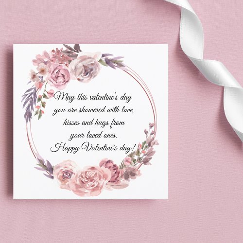 happy valentines day watercolor pink floral holiday card