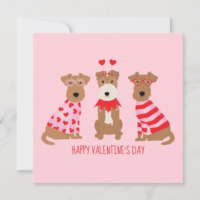 Happy Valentines Day Welsh Wire Fox Terrier Dogs Invitation (Front)