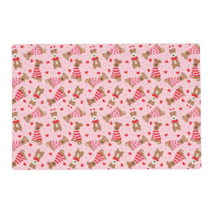 Happy Valentines Day Welsh Wire Fox Terrier Dogs Placemat