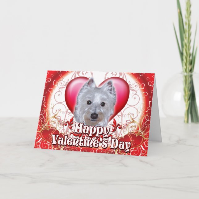 Happy Valentines Day Westie Holiday Card (Front)