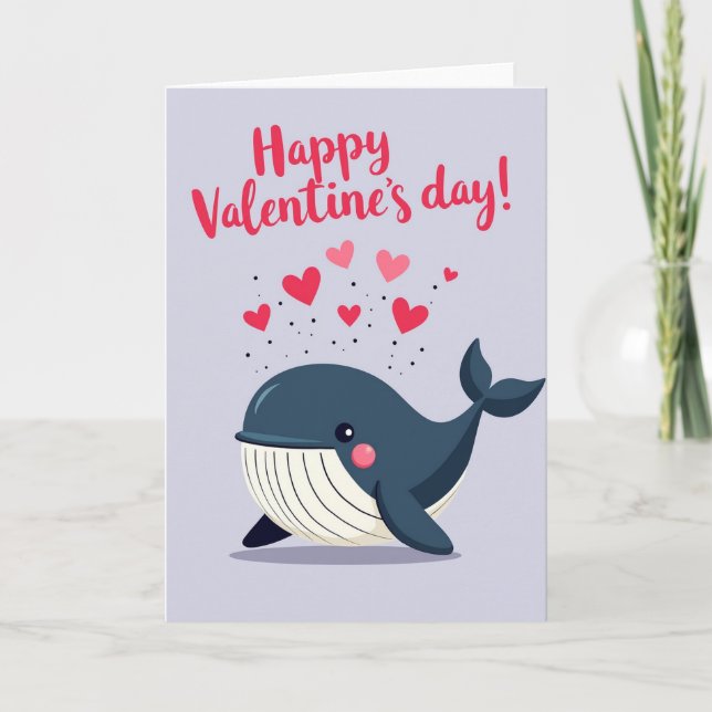 Happy Valentines Day Whale Card (Front)