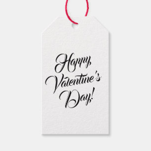 Happy Valentine's Day white black elegant script Gift Tags