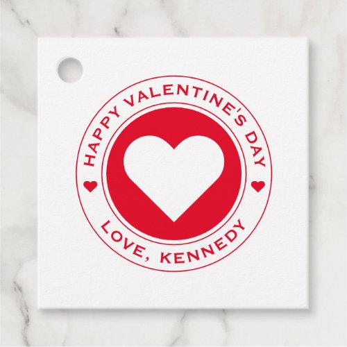 Happy Valentines Day White Red Heart Chic Unique Favor Tags