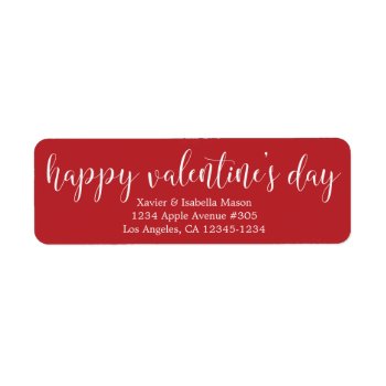 Happy Valentine's Day White Script Label by PinkMoonPaperie at Zazzle