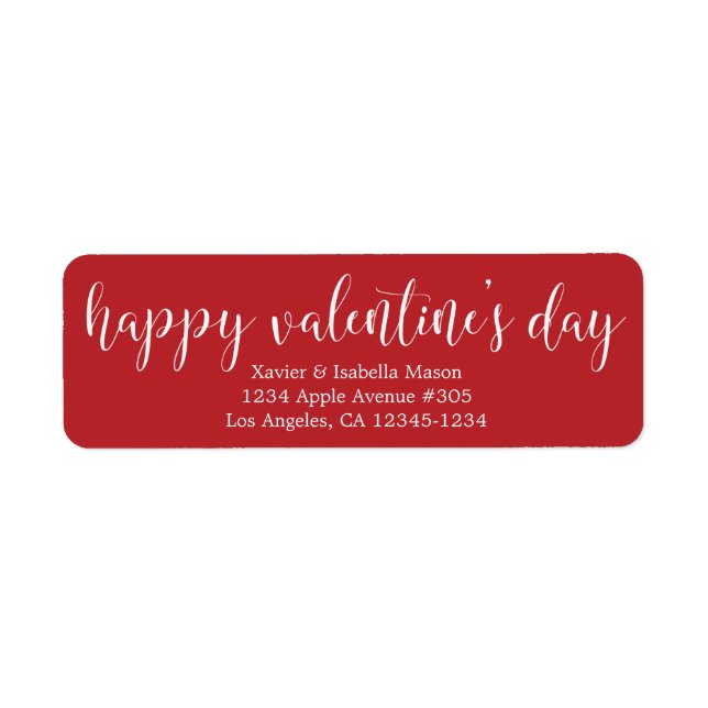 Happy Valentine's Day White Script Label (Front)