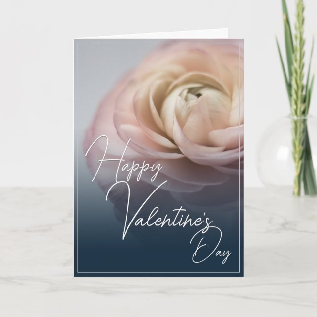 Happy Valentine's Day with big pink rose Card (Front)