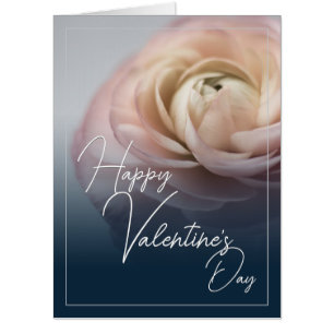 Happy Valentine's Day with big pink rose Card