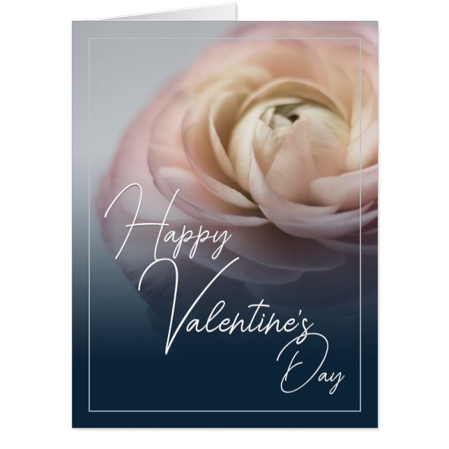 Happy Valentine's Day with big pink rose Card (Front)