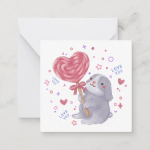 Happy Valentine's Day with Bunny & Lollipop Note Card