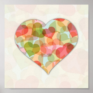 Happy Valentines Day with colorful hearts Poster